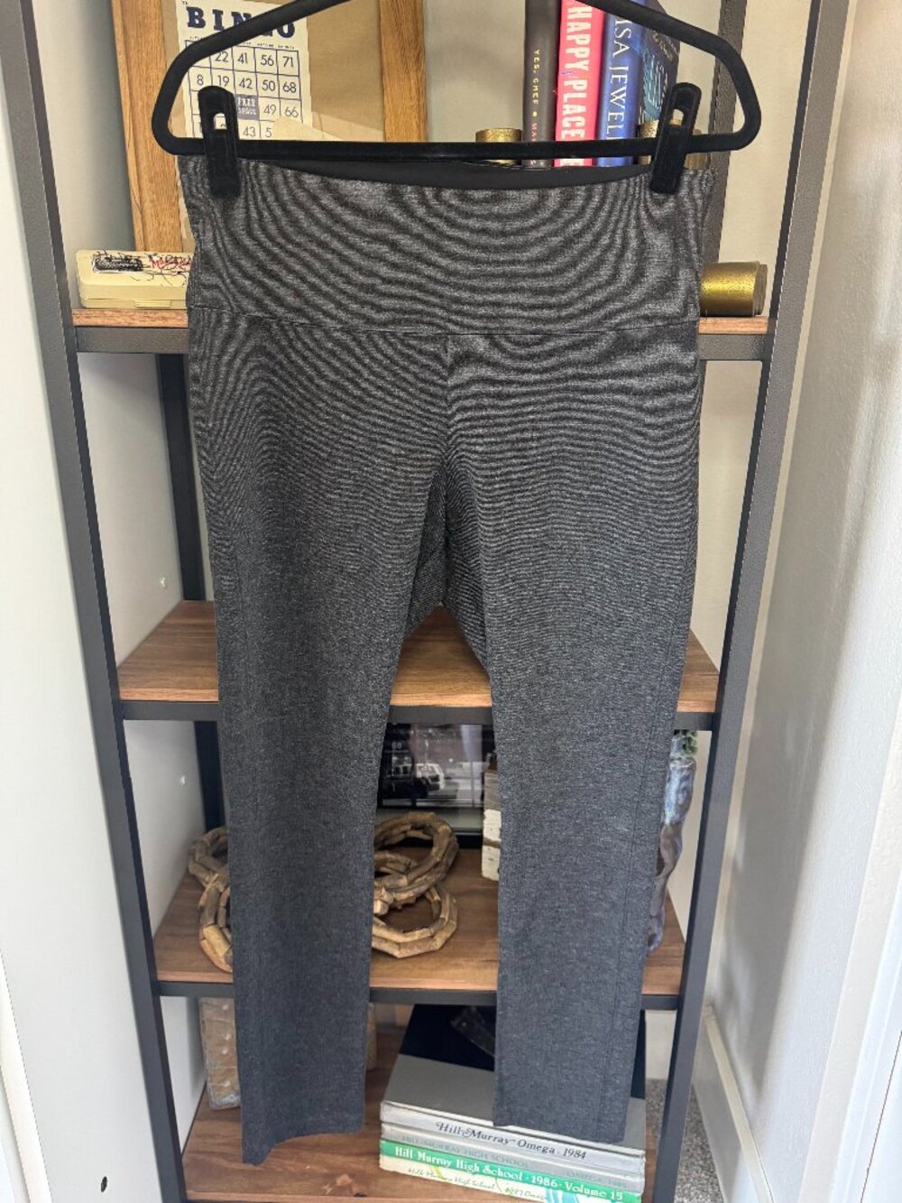 White House Black Market Grey Ponte Pants w/Wide Waistband - Size L